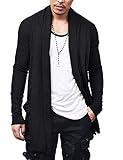 COOFANDY Mens Ruffle Shawl Collar Open Front Lightweight Long Length Drape Cape Overcoat Sweater with Pockets Black XX-Large