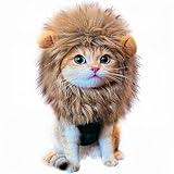 RosyLife Lion Mane Wig for Cat Costume Pet Adjustable Washable Comfortable Fancy Lion Hair Cat Clothes Dress for Halloween Christmas Easter Festival Party Activity (Brown)