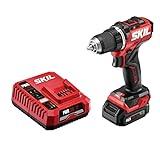 SKIL PWR CORE 12 Brushless 12V 1/2 In. Compact Varible-Speed Drill Driver Kit with 1/2'' Single-Sleeve, Keyless Chuck & LED Worklight Includes 2.0Ah Battery and PWR JUMP Charger - DL6290A-10