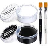 BOBISUKA Blank in the Dark Black + White Oil Face Body Paint Set, Large Capacity Professional Paint Palette Kit with Brushes for Art Theater Halloween Party Cosplay Clown Sfx Makeup for Adults