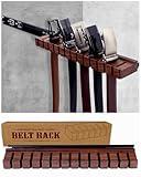 cenleoha Black Walnut Wood Belt Rack with Slide, Belt Hanger for closet, Belt and Tie Storage Organizer, Space Saving Wooden Belt Holder, Gift Idea for Husband and Father’s Day