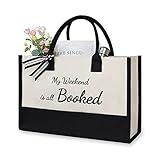 TOPDesign Cute Tote Bag, Library Canvas Bag, Personalized Birthday Gifts for Women Teens Teacher Librarian Book Reader Book Lover, Present for Beach Travel Vacation Weekend Holiday Short Trip