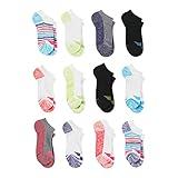 Hanes girls Cool Comfort Ankle Multipack fashion liner socks, Banded Assorted, Large US 12 Pair