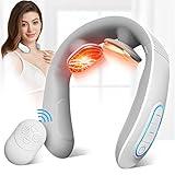 JICHAMOXY Electric Pulse Neck Massager with Heat for Pain Relief FSA or HSA Eligible 10 Modes 15 Intensities Therapy Deep Tissue Trigger Point Intelligent Massager Cordless Gifts for Men Women