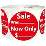 Red Sale Price Labels Reduced was Now Stickers 2'' Adhesive Sale Discount Labels Price Marker Tags Stickers 500Pcs Dollar Pricing Labels for Retail Store Garage Sale Yard Sale Clearance Promotion Deal