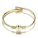 VQYSKO Gold Bracelets for Girls-A to Z Stainless Steel Heart Initial Girl Jewellery, Birthday Gifts for Girls (Gold, J)