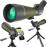 Gosky Updated 20-60x80 Spotting Scopes with Tripod, Carrying Bag and Quick Phone Holder - BAK4 High Definition Waterproof Spotter Scope for Bird Watching Wildlife Scenery1,Green