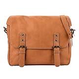 MANDAVA Mens Messenger Sling Bag | Genuine Leather Laptop Briefcase Bags for Women - Handmade Full Grain Satchel Side Shoulder Cross Body Bag (Tan)