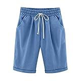 Women Clothes Sale Under 10 Prime of Day Toy Deals October 2024 2024 Women's Shorts Casual Comfy Cotton Linen Shorts Drawstring Elastic Waist Bermuda Shorts Summer Knee Length Beach Shorts