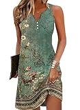 Ladlop Summer Dresses for Women 2024 Vacation Casual Sleeveless Sundress with Pockets Floral Print 1 S