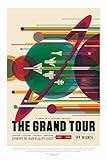 The Grand Tour NASA Space Retro Travel Vintage JPL Planets Exploration Science Fiction SciFi Tourism Astronaut Geeky Nerdy Solar System Map Galaxy Classroom Cool Wall Art Print Poster 12x18