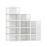 AVGXC Clear Shoe Boxes Stackable, 12 Pack Shoe Storage Boxes Containers,Clear Plastic Shoe Boxes for Closet Organization, Shoe Box Storage Solution, White