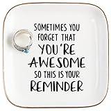 PUDDING CABIN Inspirational Gifts for Women Ring Dish You're Awesome So This is Your Remind Birthday Gifts for Women Unique, Friends Gifts For Women Her Mom Sister Coworker Christmas Gifts