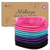 Orighty Makeup Remover Cloths 12 Pack, Makeup Removal Face Cleansing Cloth, Reusable Makeup Remover Pads Remove Instantly Dirt with Just Water, 5 x 5 in