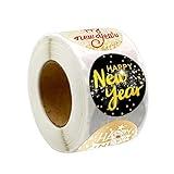 Generic 500 Pieces Happy New Year Stickers Envelope Seals Colorful Ornaments for Scrapbook, B, 1.5inch, Style B