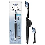 Oral-B Clic Toothbrush, Matte Black, with 1 Bonus Replacement Brush Head and Magnetic Toothbrush Holder