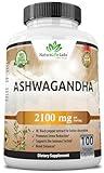 Organic Ashwagandha 2,100 mg - 100 Veggie Capsules Pure Organic Ashwagandha Powder and Root Extract - Stress Relief, Mood Enhancer