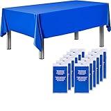 Sonluma 12 Pack 108" X 54" Royal Blue Premium Disposable Plastic Tablecloth for 8ft Long Rectangle Tables, Waterproof Covers for Indoor or Outdoor Events & Parties