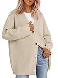 LILLUSORY Women Oversized Cardigan Sweater Fall Outfits Cloth Fashion V Neck Knit Button Front Casual Trendy Tops Apricot Medium