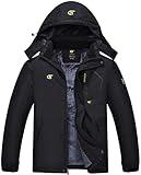 QPNGRP Mens Waterproof Ski Snowboarding Jacket Winter Windproof Snow Coat Black Large