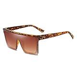 Dollger Square Oversized Sunglasses for Women Men Fashion Flat Top Big Frame Shades Leopard