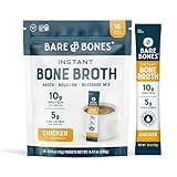 Bare Bones Bone Broth Instant Powdered Beverage Mix, Chicken, Pack of 16, 15g Sticks, 10g Protein, Keto & Paleo Friendly