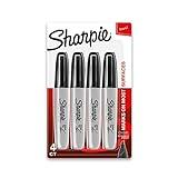 Sharpie Permanent Markers, Chisel Tip, Black, 4 Count