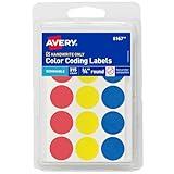 Avery Color-Coding Removable Labels, 3/4 Inch Round Labels, Assorted Colors, Non-Printable, 315 Dot Stickers Total (6167)