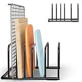 Cutting Board Organizer Rack- Metal Black Holder Stand for Cutting Boards, Baking Sheets, Cookie Pans, Cooling Small Racks Storage Stand and Bakeware for Kitchen Cabinet Countertop Bakeware Organizer