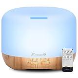 Homeweeks 300ml Essential Oil Diffuser, Quiet Aromatherapy Mist Diffusers for Essential Oils, Wood Grain Ultrasonic Oil Diffuser with Remote Control,Timer, 7 Colors Light for Bedroom (300ml)…