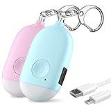 Rechargeable Self Defense Keychain Alarm – 130dB Loud Emergency Personal Siren with Flashing Strobe Light – SOS Safety Alert Device Key Chain for Women, Kids, Elderly, and Joggers by WETEN (Pink&Blue)