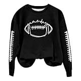 Love Print Sweatshirt,Lightning Deals Of Today Prime Lighting Deals,Game Day Football Season Sweatshirt Women Cute Graphic Funny Sunday Casual Long Sleeve Crewneck Pullover Top,5-Black,Small