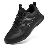 ENLEN&BENNA Non Slip Work Shoes Women,Slip Resistant Work Shoes Water Resistant Walking Food Service Sneakers Chef Kitchen(Black,6.5)