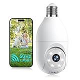 Light Bulb Security Camera Wireless Outdoor Indoor, 5G&2.4G WiFi Security Cameras with Patrol Function, AI Human Detection, Motion Tracking, Two-Way Talk, Color Night Vision, Alarm, 24/7 Recording