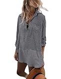 Bsubseach Black Striped Beach Cover Up Dress Women Turn Down Collar Bikini Swimwear Bathing Suit Cover Ups Blouse Tunic with Pocket