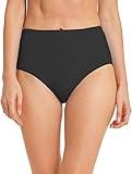 Micosuza Women's Swim Bottom High Waist Retro Basic Full Coverage Bikini Tankini Swimsuit Briefs Black