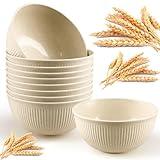 DAPIPIK 9 PACK Unbreakable Cereal Bowls,26 OZ Eco-Friendly Wheat Straw Bowls,Dishwasher & Microwave Safe .Kids Bowl suitable for Cereal,Salad,Snack and Soup.Camping,Party (Beige)