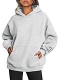 Trendy Queen Womens Oversized Hoodies Fleece Sweatshirts Long Sleeve Sweaters Pullover Fall Outfits Grey S