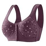 Daisy Bra for Women, Comfortable Convenient Front Close Button Cotton Bras for Older Women No Underwire Grey Front Closure Bras for Older Women XXL