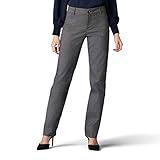 Lee Women's Wrinkle Free Relaxed Fit Straight Leg Pant, Black/White Rockhill Plaid, 6