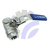 AF Hydro 3/4'' NPT 2 Piece Reducing Ball Valve, Stainless Steel SS316 Standard for Water, Oil and Gas with Blue Locking Handles