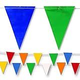 NACARUM Multicolor Pennant Banner Flags | OSHA 500lb Rated | Strand Fade Resistant 【102FT】