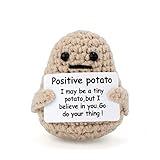 Mini Funny Knitted Wool Potato Toy with Positive Card - Creative Cute Crochet Doll Cheer Up Gift for Friends, Parties, Christmas Decoration and Encouragement