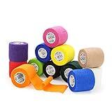 OK TAPE Self Adherent Cohesive Bandages Wrap - 12Packs, 2" x 5 Yards, Non-Woven Self Adhesive Bandage Wrap for Thumb, Finger, Wrist, Ankle, Vet Wrap Bandages Tape (Mixed Colors)