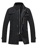 wantdo Men's Classic Coat Windproof Wool Jacket Winter Jacket Black X-large