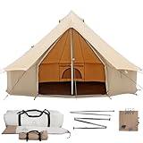 WHITEDUCK Regatta Canvas Bell Tent - w/StoveJack, Waterproof, 4 Season Luxury Camping and Glamping Yurt Tent Outdoor (20' (6M), Water Repellent, Sandstone Beige)