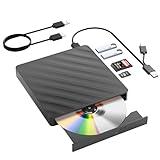 External Blu Ray Drive, 5 in 1 Portable Blu Ray Player with USB 3.0 Type-C, CD DVD Burner 3D Blu Ray with SD/TF Port, Blu Ray Drive Compatible with Windows Laptop Desktop, Bluray Player for PC