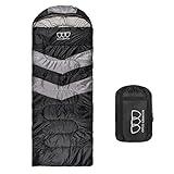 Gold Armour Sleeping Bags for Adults Kids Boys Girls Backpacking Hiking Camping, Cold Warm Weather 4 Seasons, Indoor Outdoor Use, Lightweight & Waterproof, Right Zipper (Black/Gray)