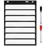 Magnetic Pocket Chart with 10 Dry Erase Cards for Standards,Daily Schedule,Activities,Class demonstrations (Black)