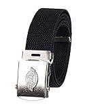 Dickies Cotton Web Belt with Military Logo Buckle, Black, One Size-Cut to Fit